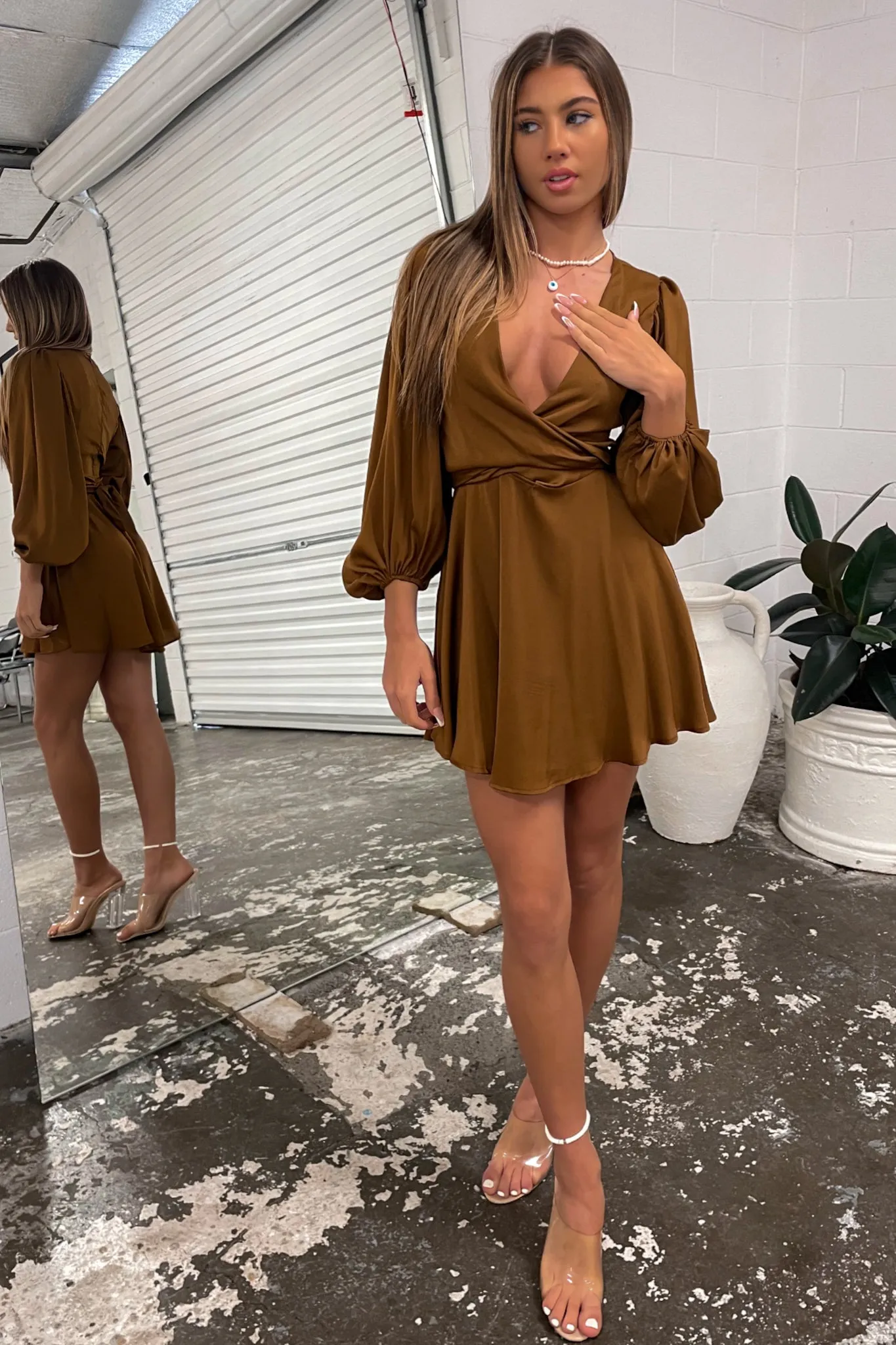 Karma Mini Dress - Brown