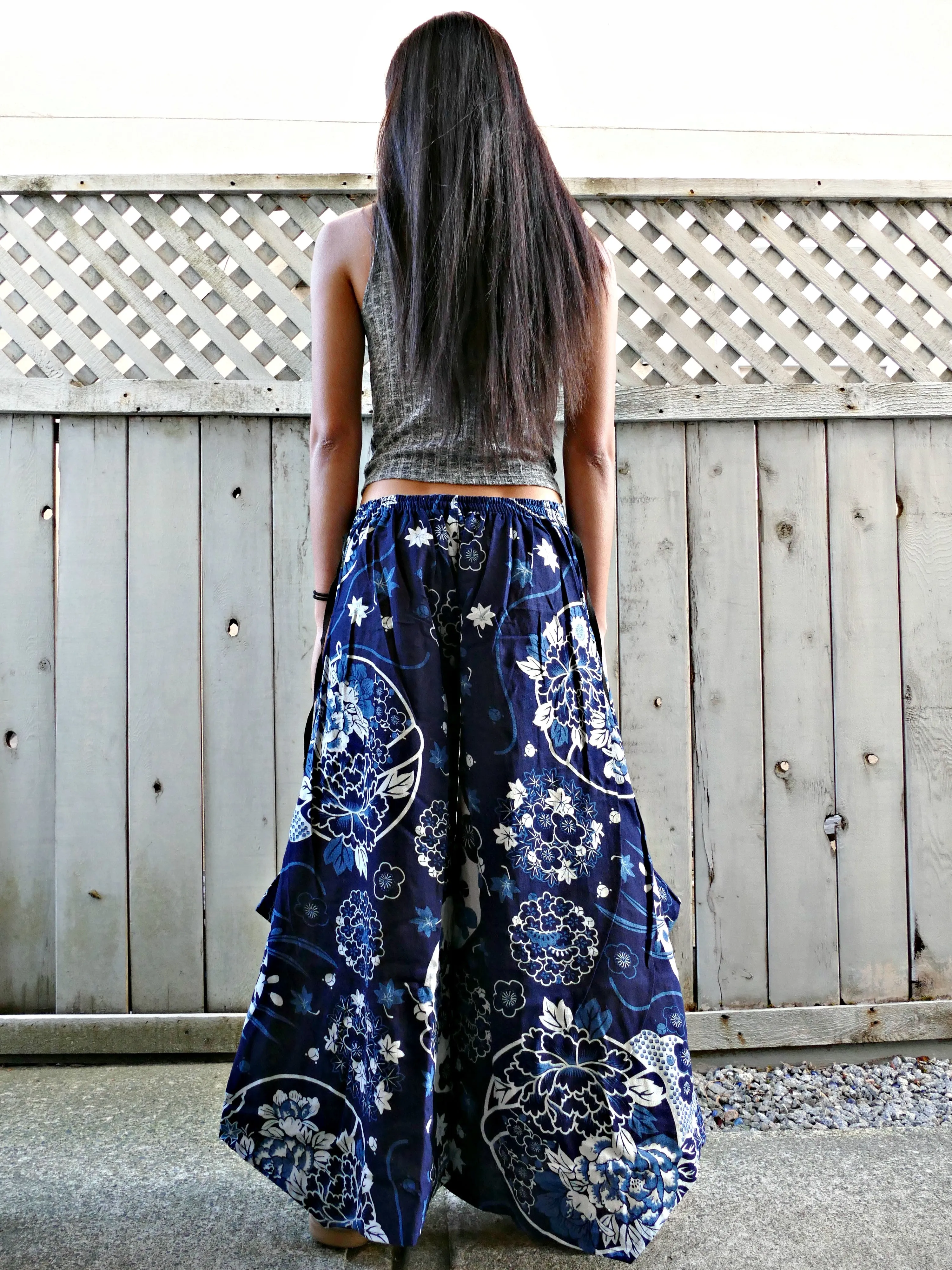 Lotus Flower (INDIGO) Wide Leg Pants