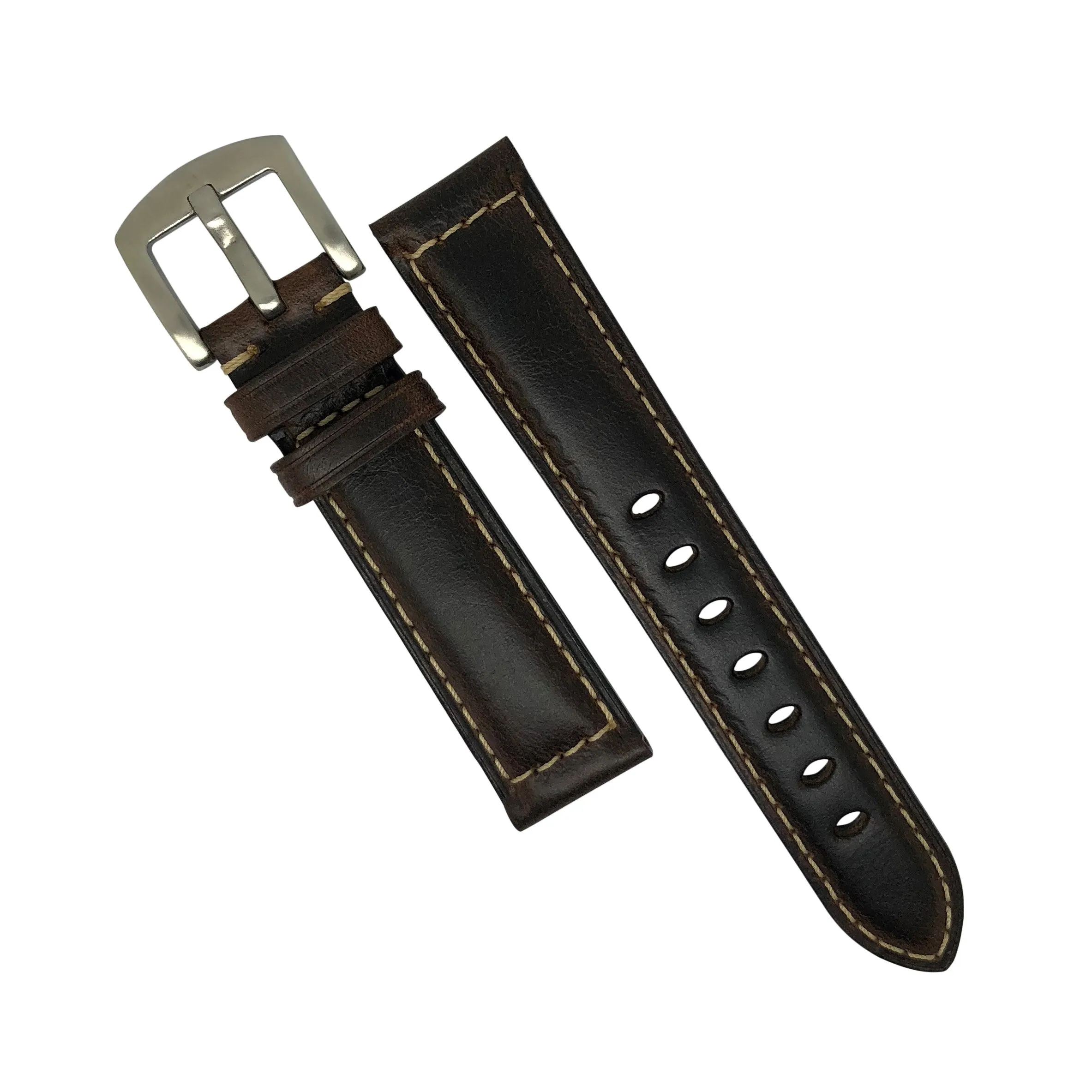 M2 Oil Waxed Leather Watch Strap in Brown