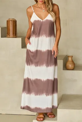 Maxi-Cami-Kleid mit Batikmuster und V-Ausschnitt für den Sonnenuntergangsurlaub