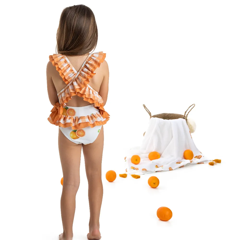 Meia Pata Girls Oranges Cosume Swimming Costume