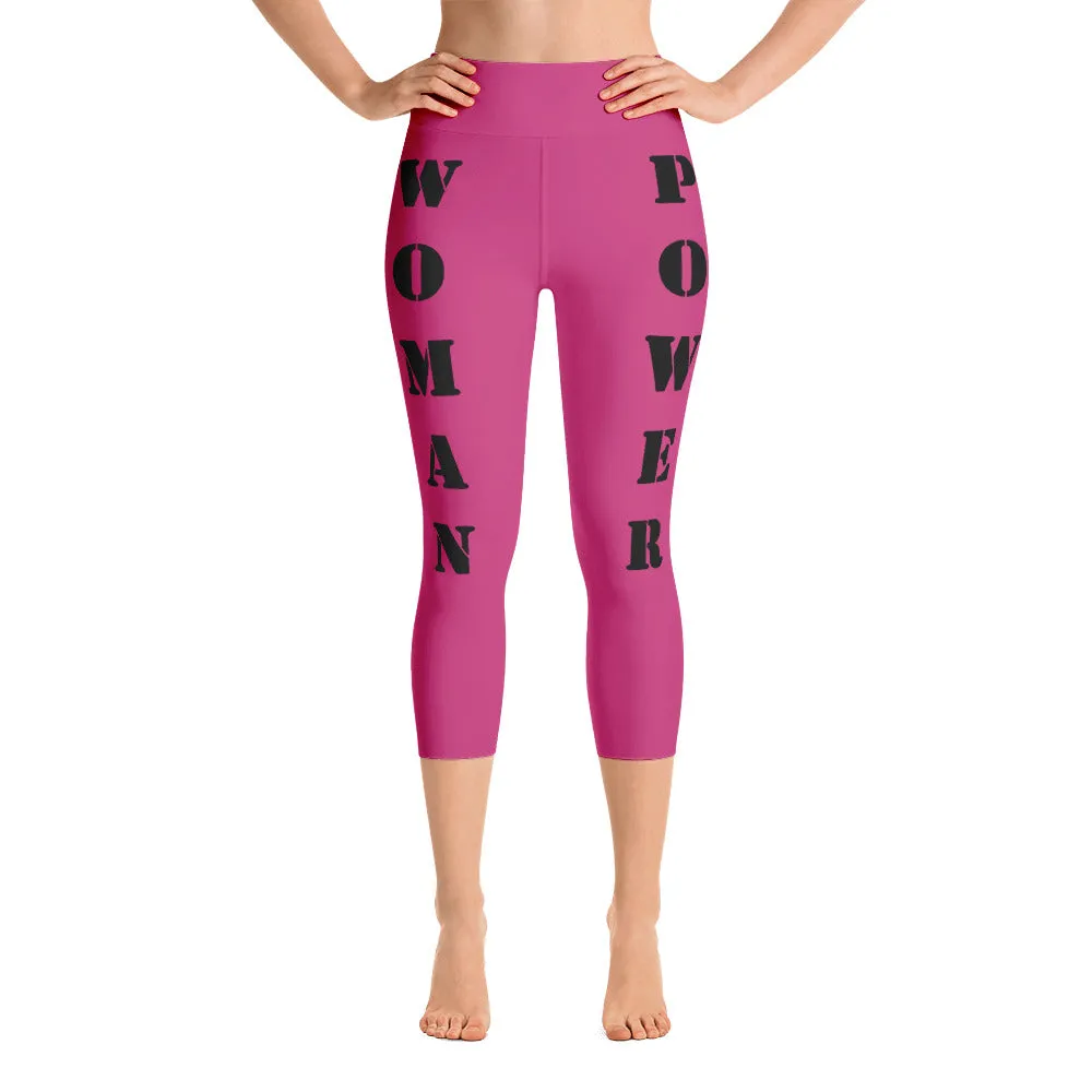 Our best viral leggings magenta woman power black letters