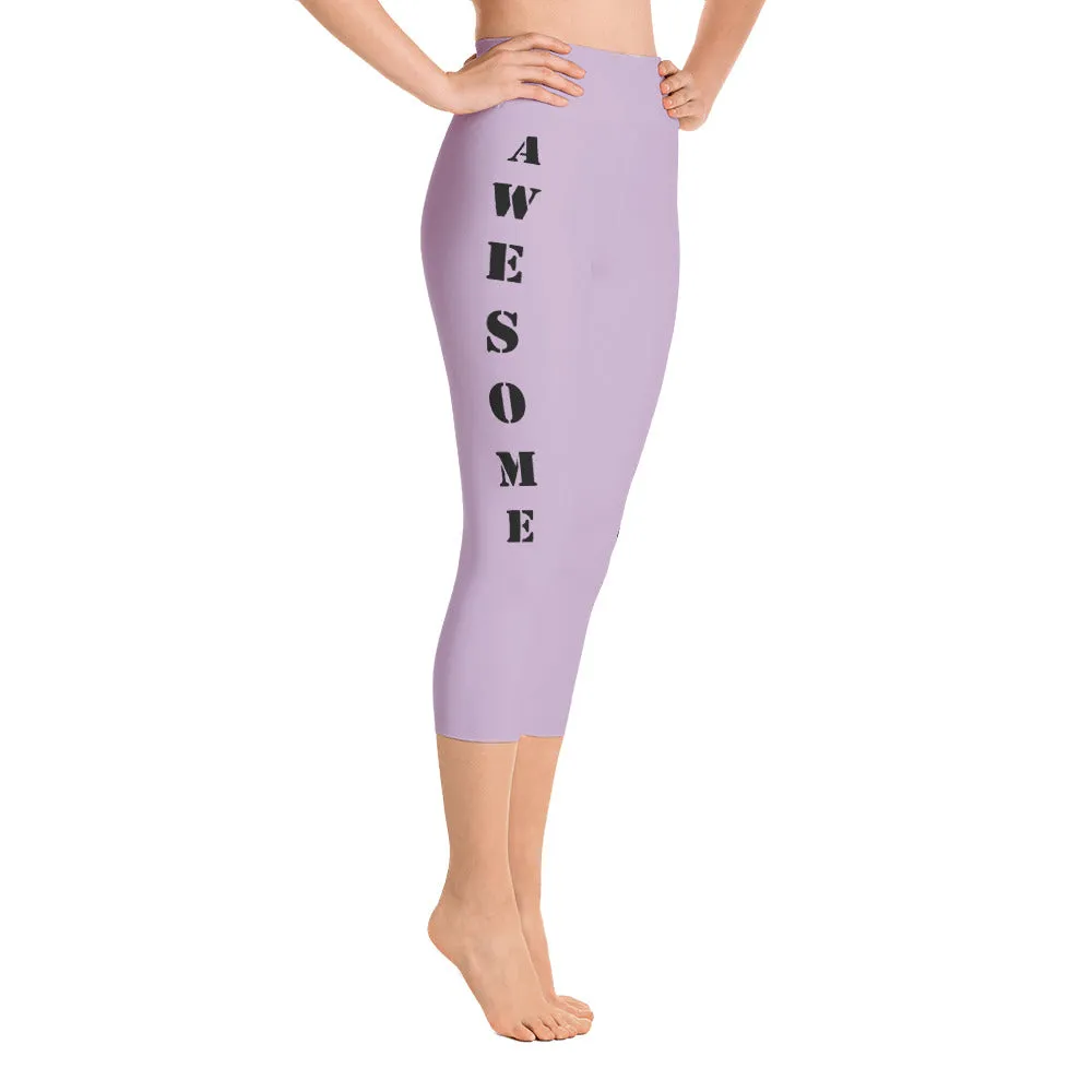 Our best viral leggings pale purple awesome goddess black letters