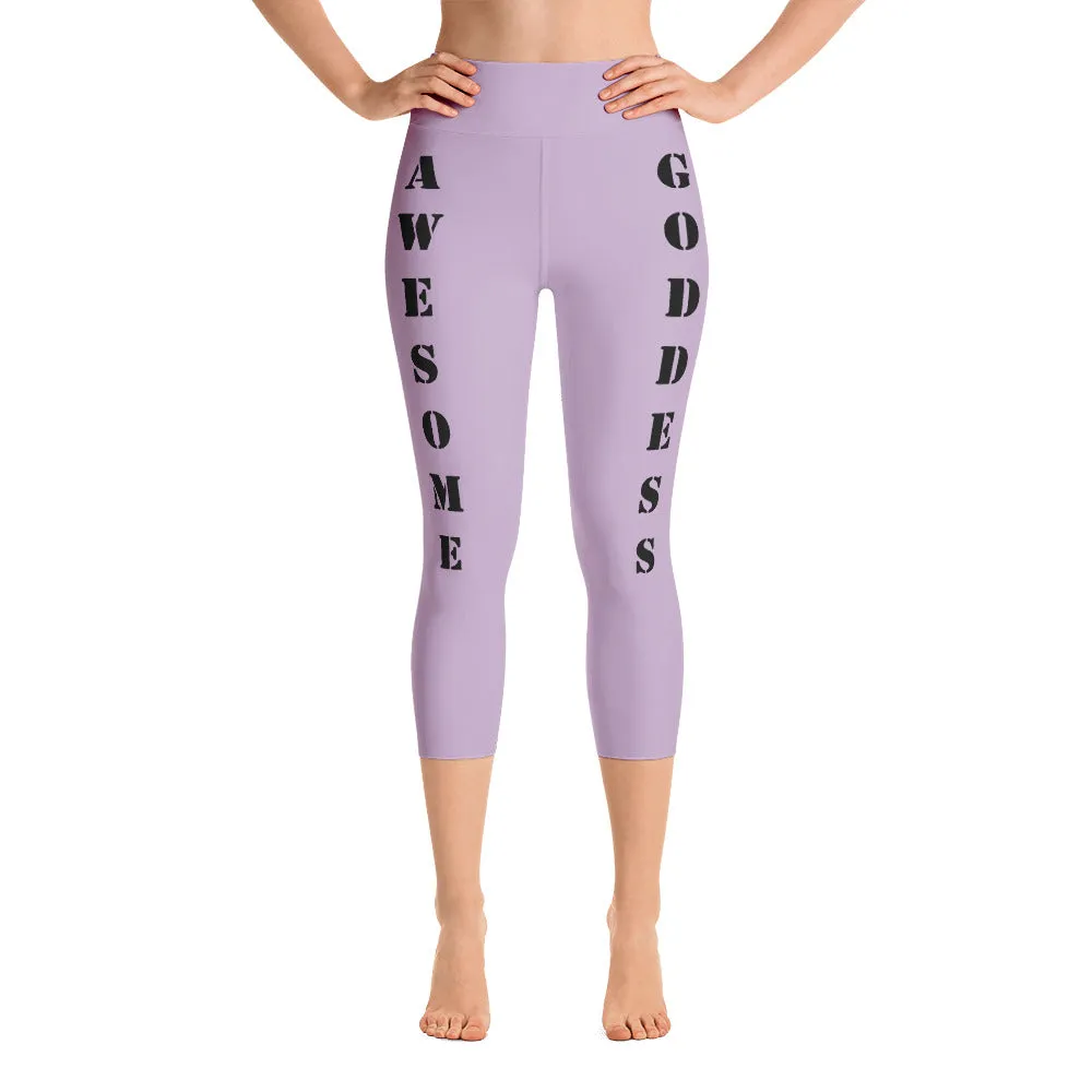 Our best viral leggings pale purple awesome goddess black letters