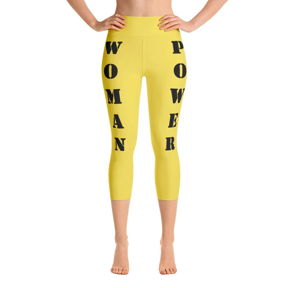 Our best viral leggings yellow woman power black letters