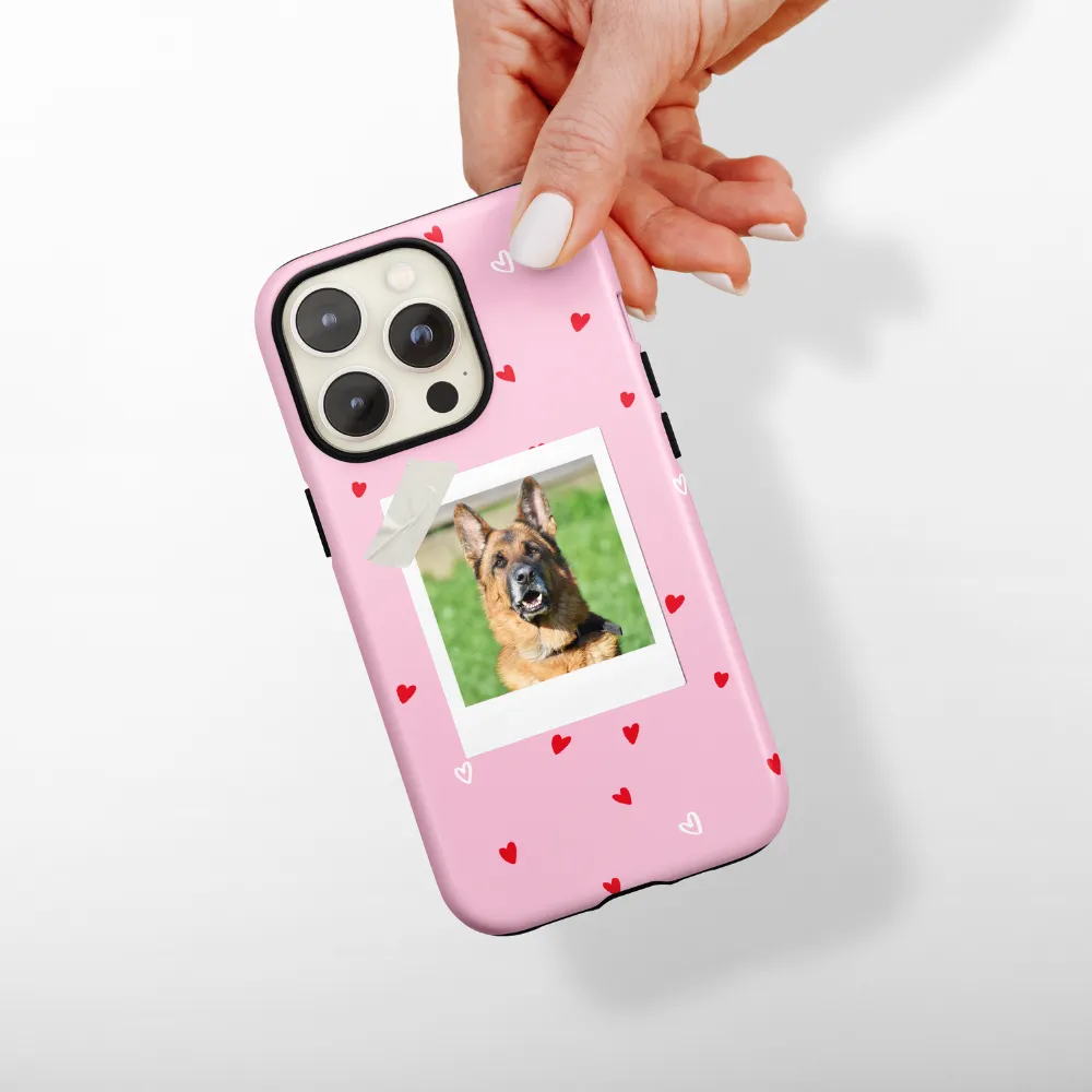 Patterned Personalised Polaroid Dog Phone Case - Upload Your Photo