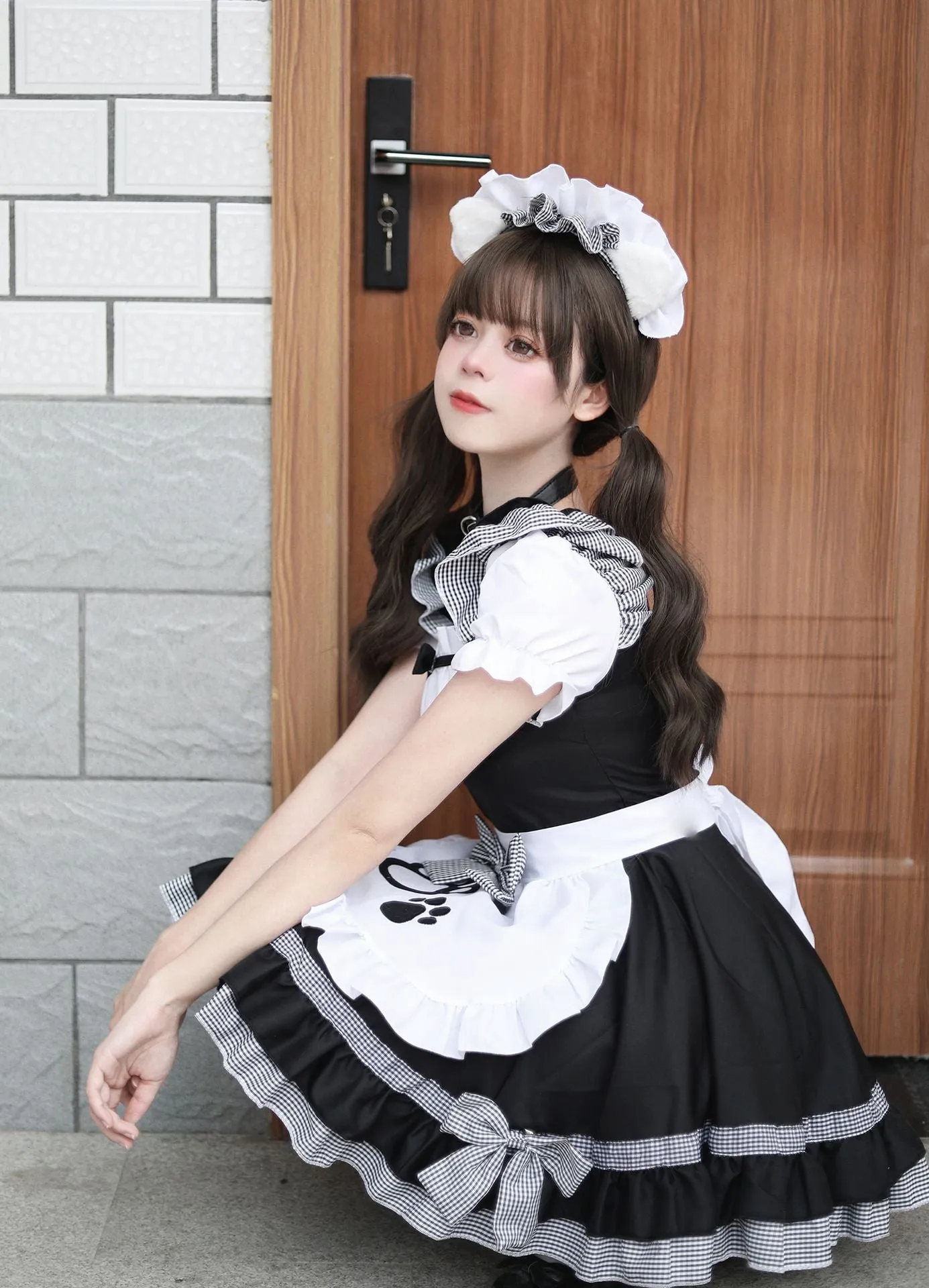 Paw Ruffle French Sissy Maid Costume Cosplay Dress