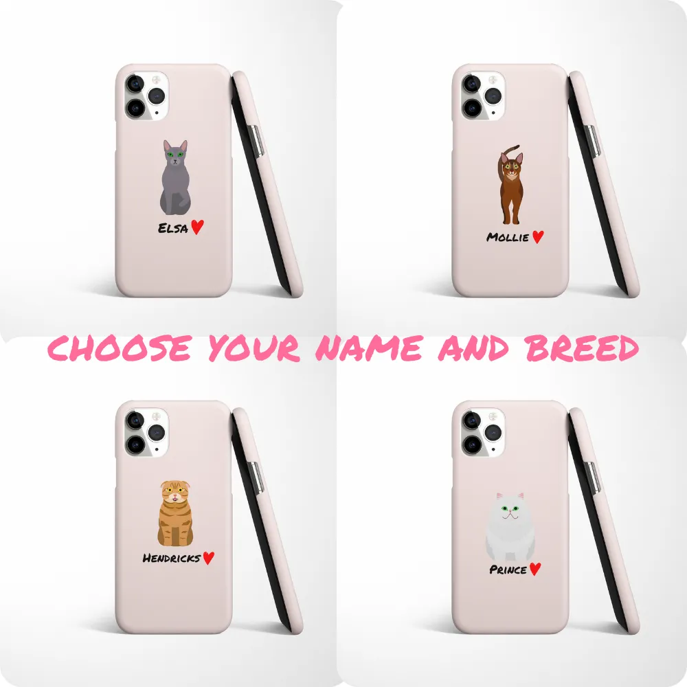 Personalised Love Heart Cat Phone Case - Choose Your Breed