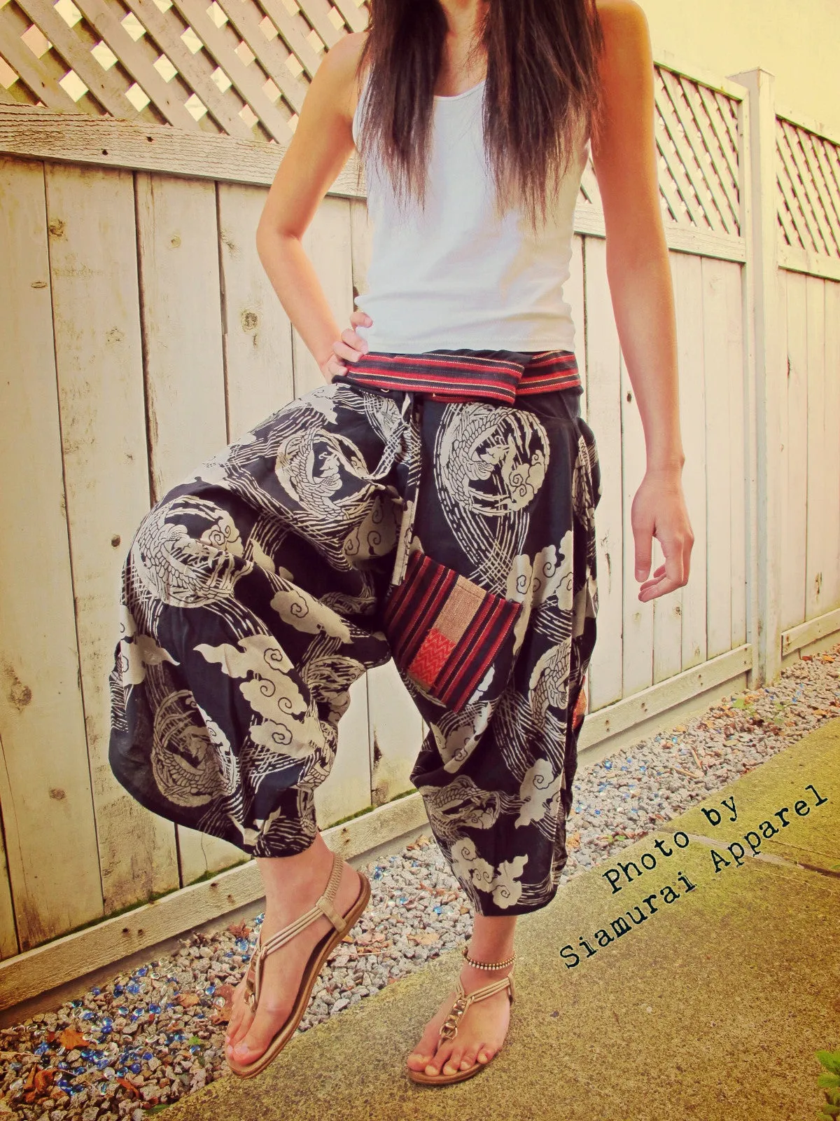 Phoenix Fushichou Black Waist-Tied Samurai Pants - Phoenix by the Cloud