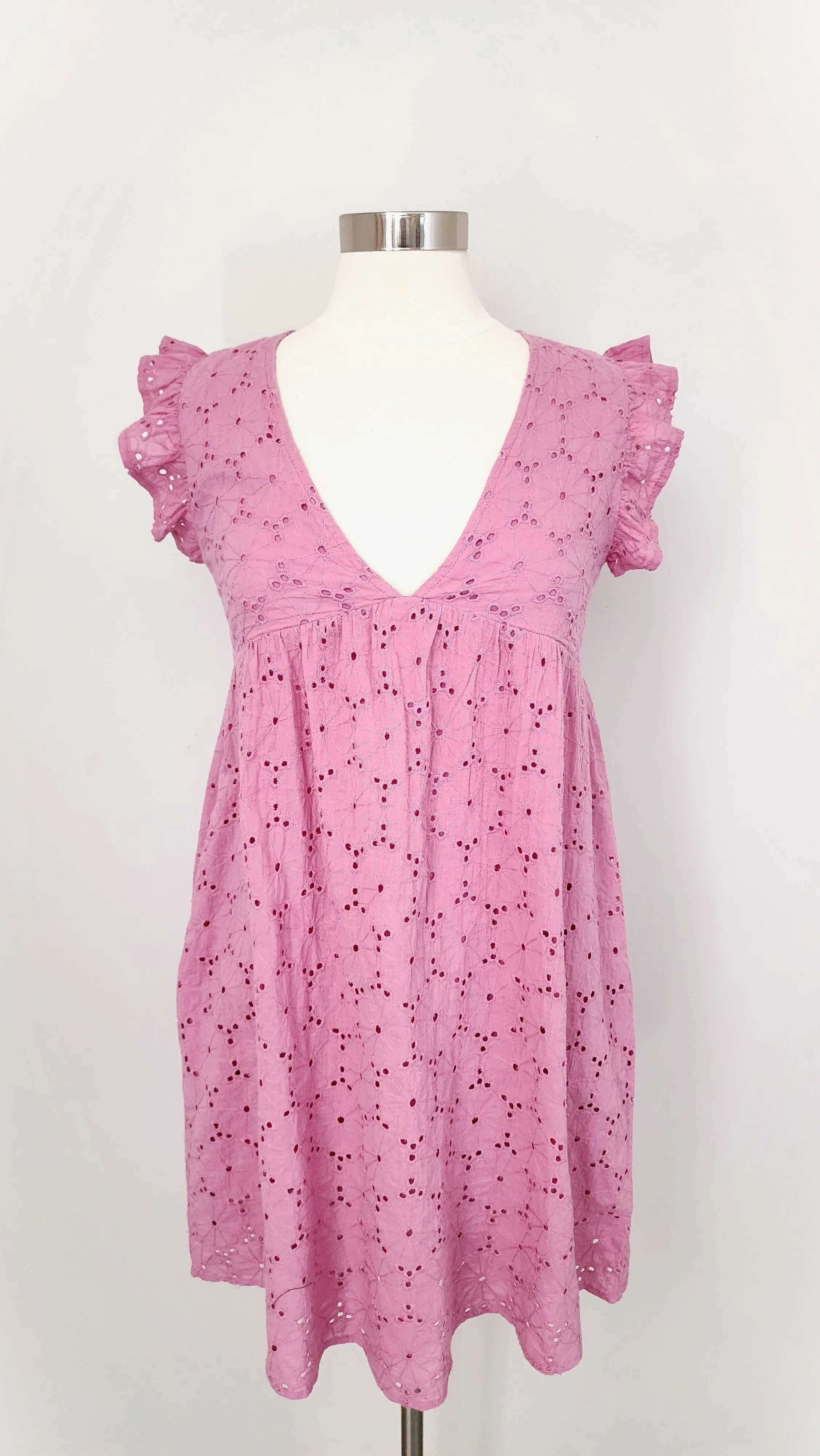 Pink Eyelet Babydoll Dress