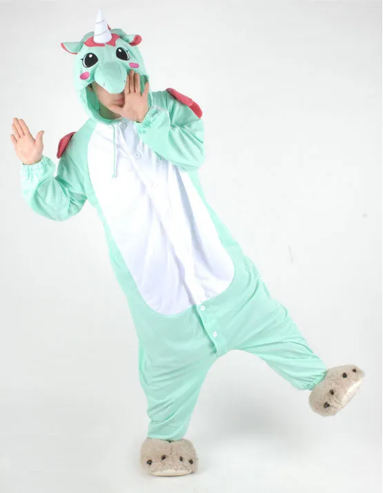 PITaPATs kids onesie animal jumpsuit costume - long sleeve mint unicorn