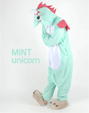 PITaPATs kids onesie animal jumpsuit costume - long sleeve mint unicorn