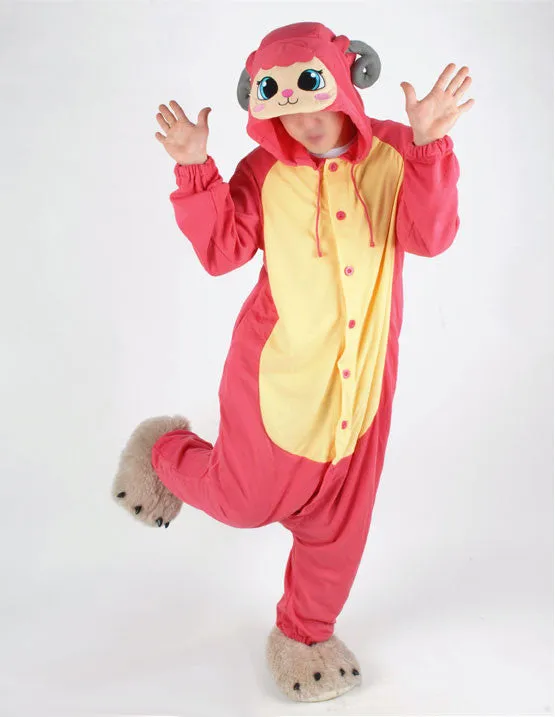 PITaPATs kids onesie animal jumpsuit costume - long sleeve pink sheep