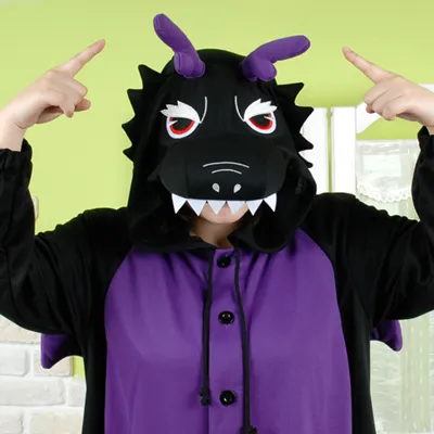 PITaPATs onesie animal jumpsuit costume - long sleeve black dragon