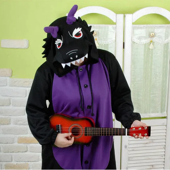 PITaPATs onesie animal jumpsuit costume - long sleeve black dragon