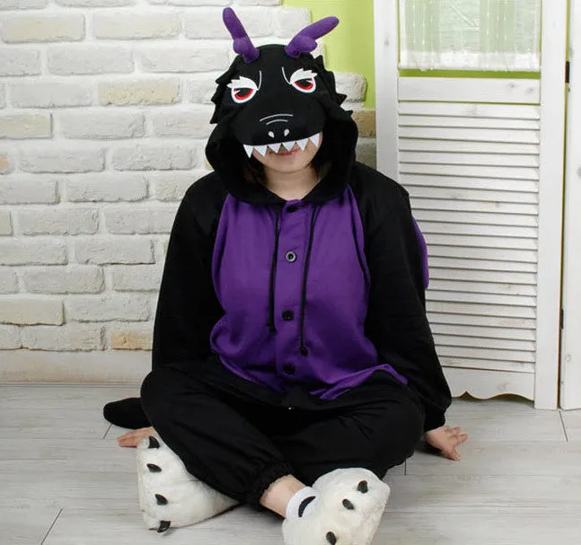 PITaPATs onesie animal jumpsuit costume - long sleeve black dragon