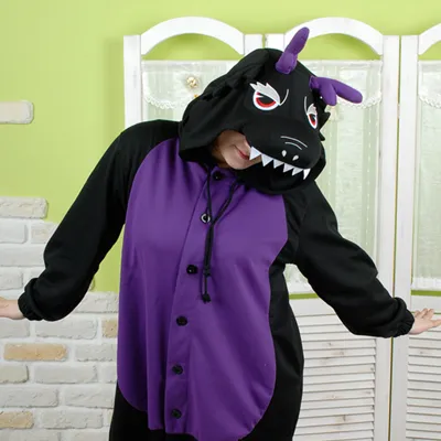 PITaPATs onesie animal jumpsuit costume - long sleeve black dragon