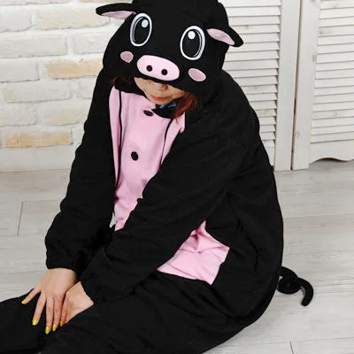 PITaPATs onesie animal jumpsuit costume - long sleeve black pig