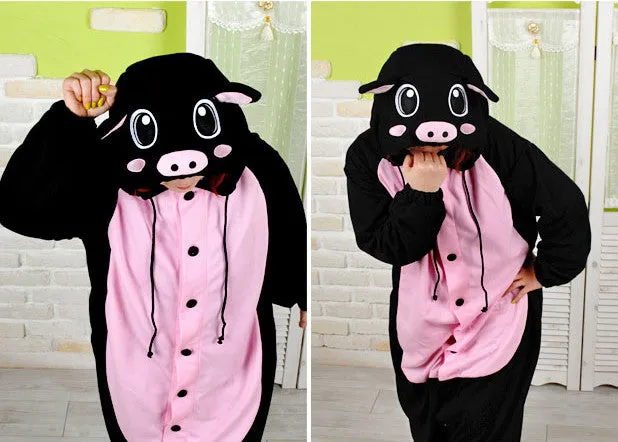 PITaPATs onesie animal jumpsuit costume - long sleeve black pig