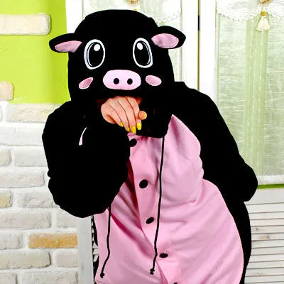 PITaPATs onesie animal jumpsuit costume - long sleeve black pig