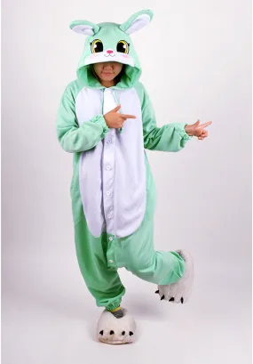 PITaPATs onesie animal jumpsuit costume - long sleeve mint rabbit