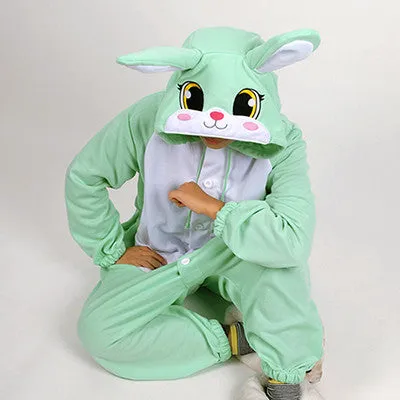 PITaPATs onesie animal jumpsuit costume - long sleeve mint rabbit