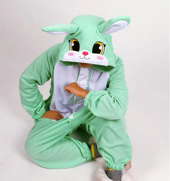 PITaPATs onesie animal jumpsuit costume - long sleeve mint rabbit