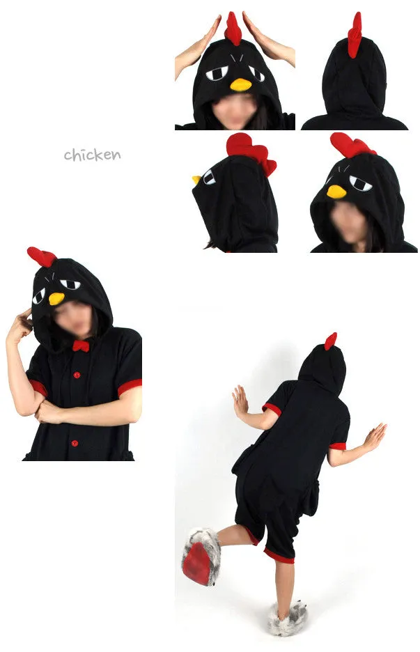 PITaPATs onesie animal jumpsuit costume - short sleeve black chicken