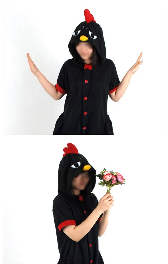 PITaPATs onesie animal jumpsuit costume - short sleeve black chicken