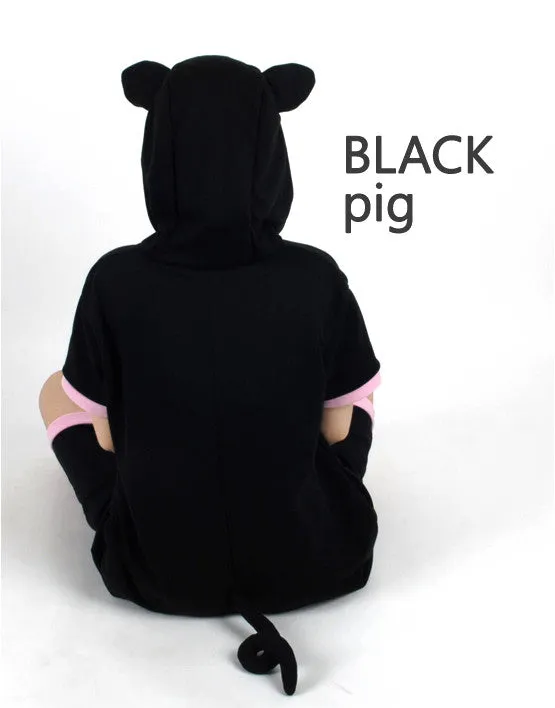 PITaPATs onesie animal jumpsuit costume - short sleeve black pig