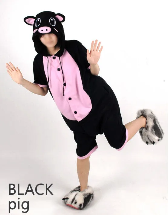 PITaPATs onesie animal jumpsuit costume - short sleeve black pig