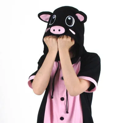 PITaPATs onesie animal jumpsuit costume - short sleeve black pig