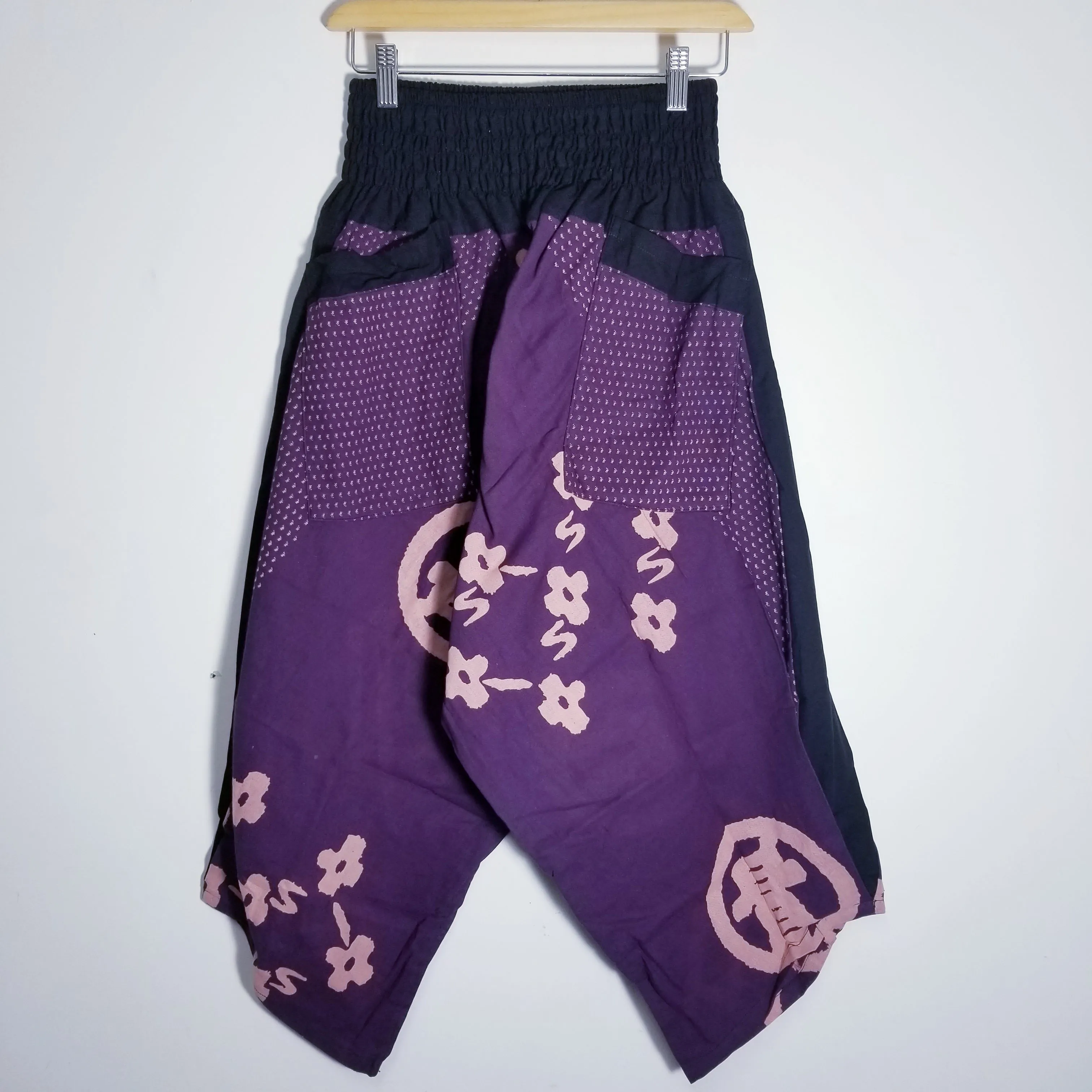 Purple Samurai Crest Elastic Waist Samurai Pants