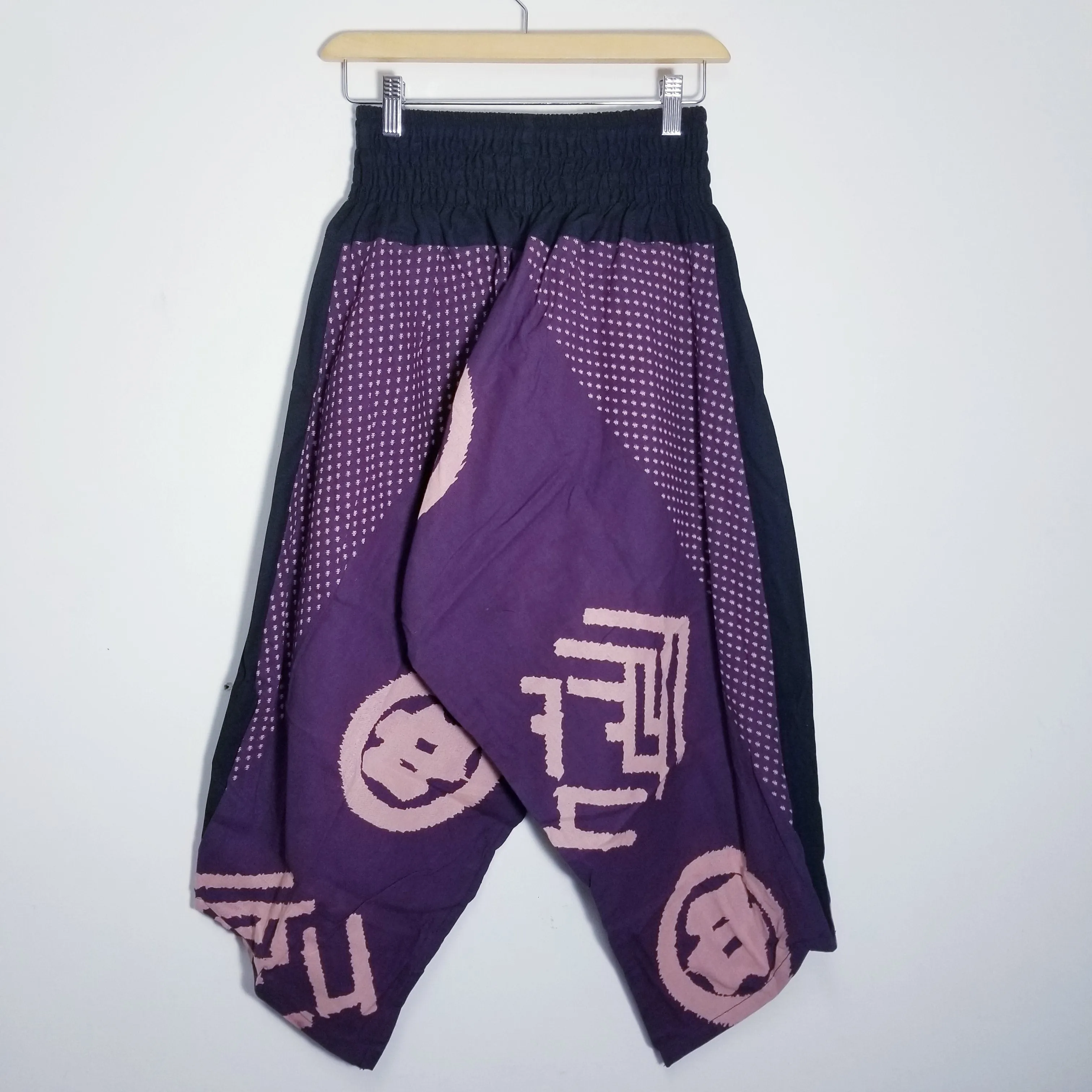 Purple Samurai Crest Elastic Waist Samurai Pants