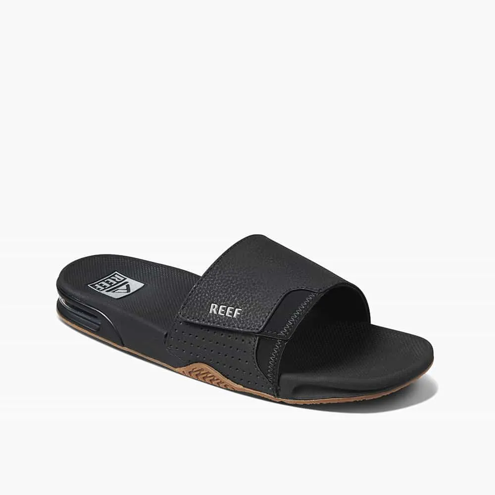 Reef Fanning Slide Black Silver   