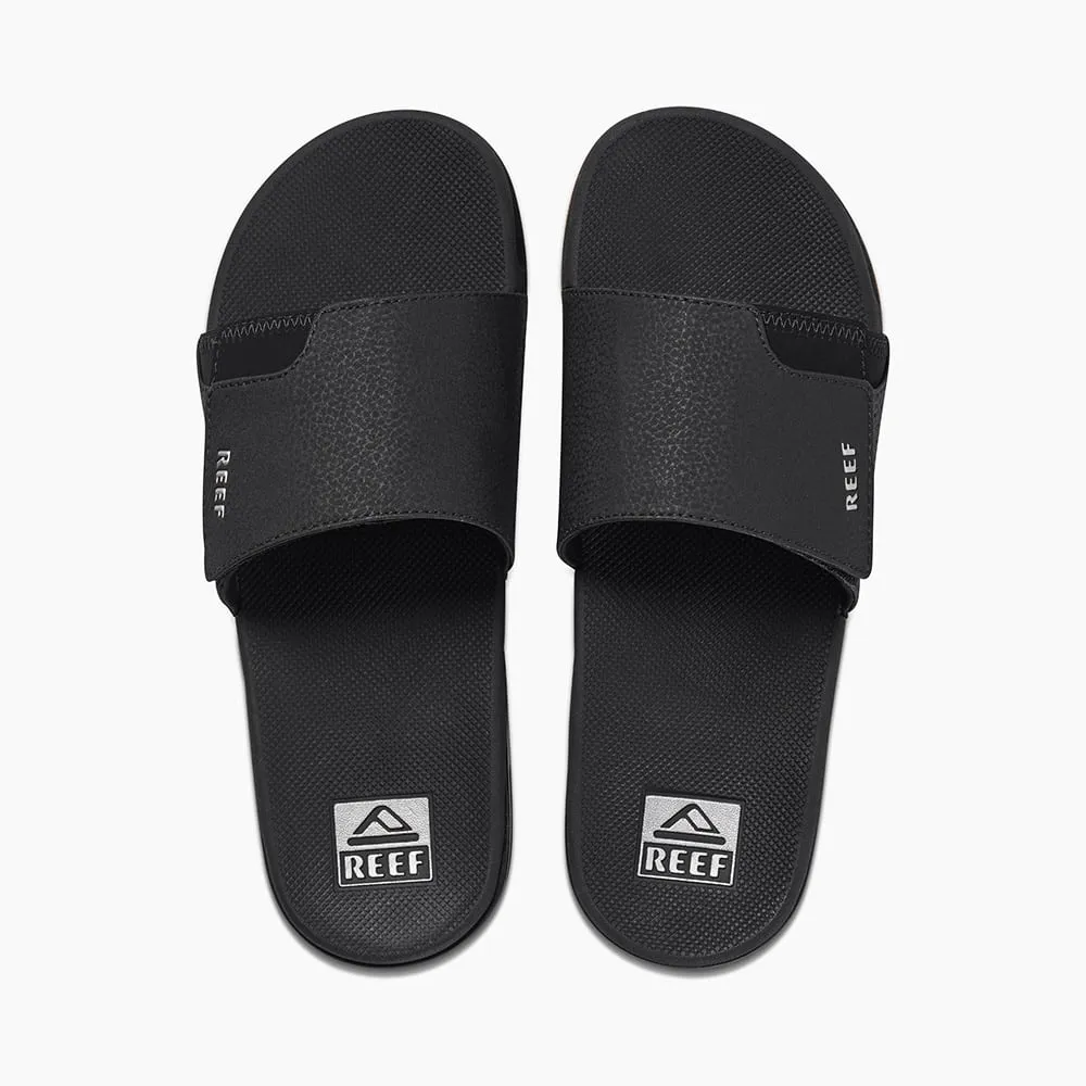 Reef Fanning Slide Black Silver   