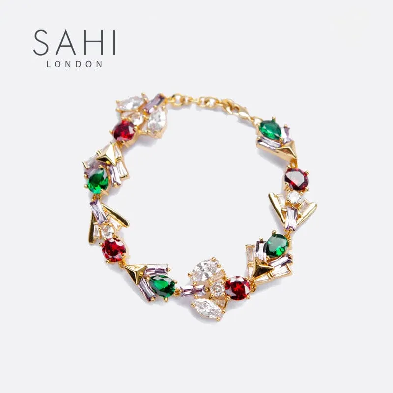 Sahi London Shine Zircon Crystal Chain Link Bracelet