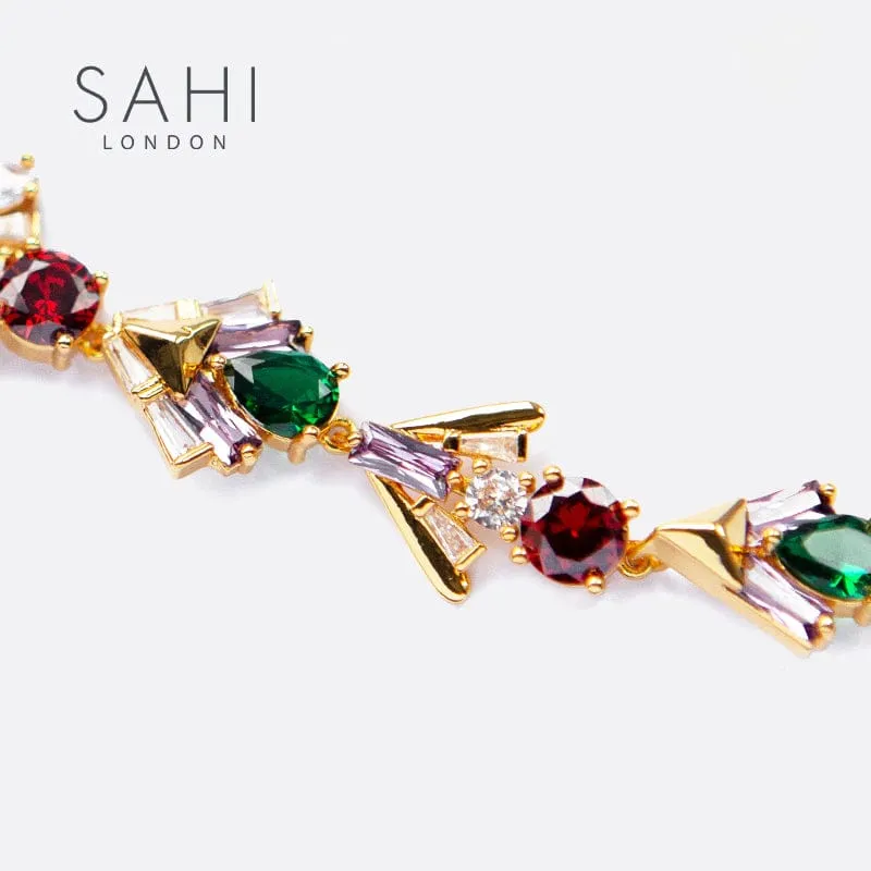 Sahi London Shine Zircon Crystal Chain Link Bracelet