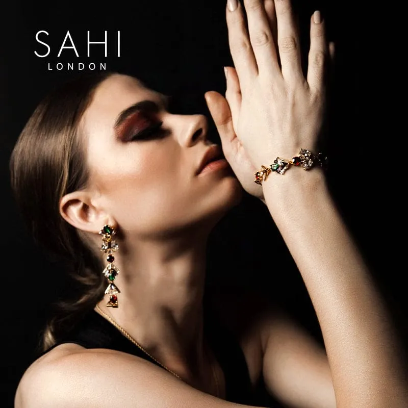 Sahi London Shine Zircon Crystal Chain Link Bracelet