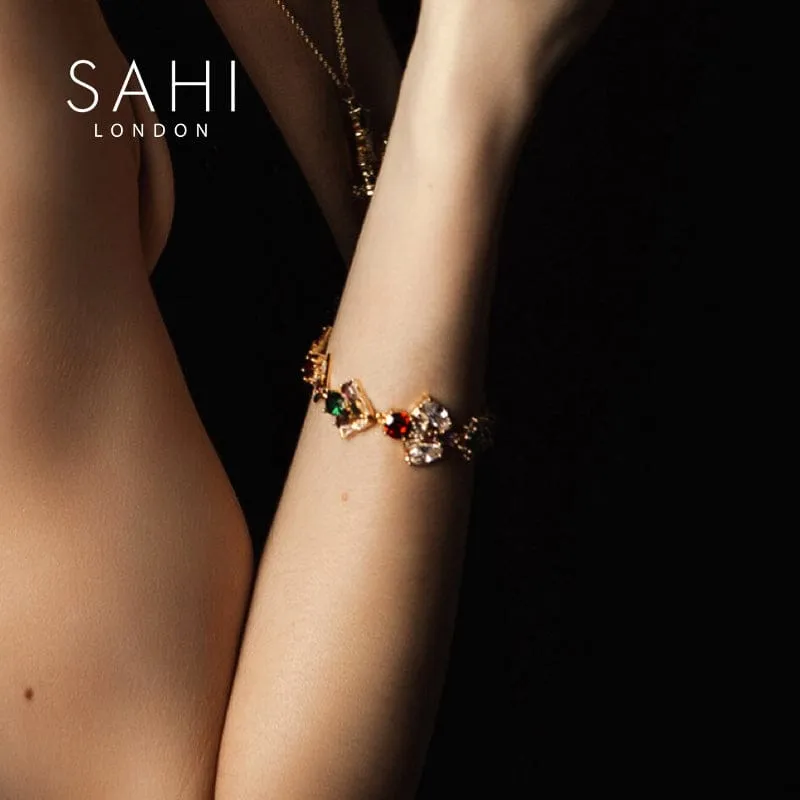 Sahi London Shine Zircon Crystal Chain Link Bracelet