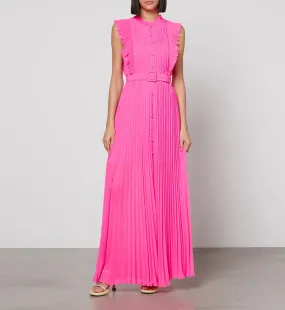 Self-Portrait Ruffle-Trimmed Pleated Chiffon Maxi Dress