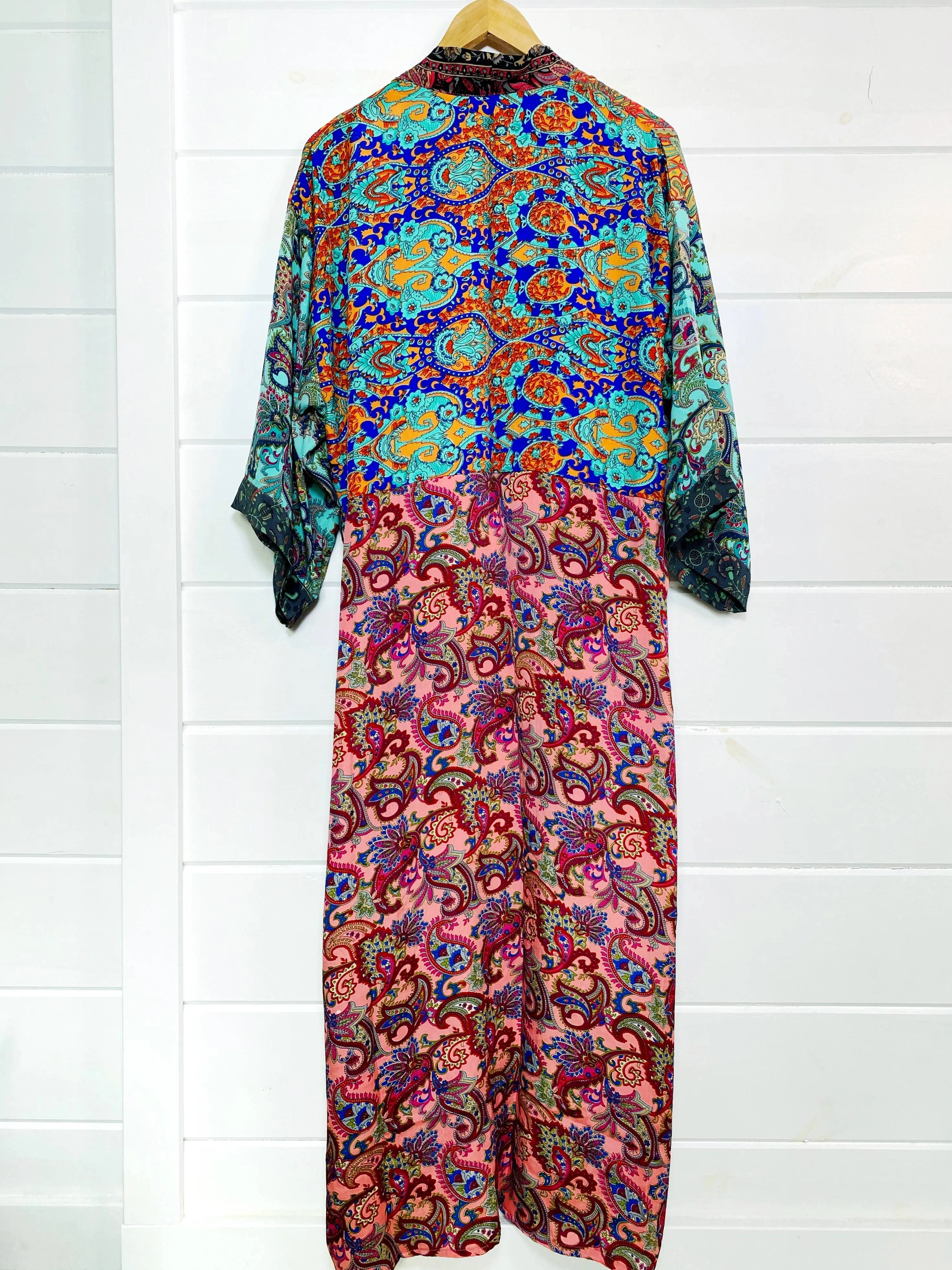 Silk Patchwork Kimono Full Length