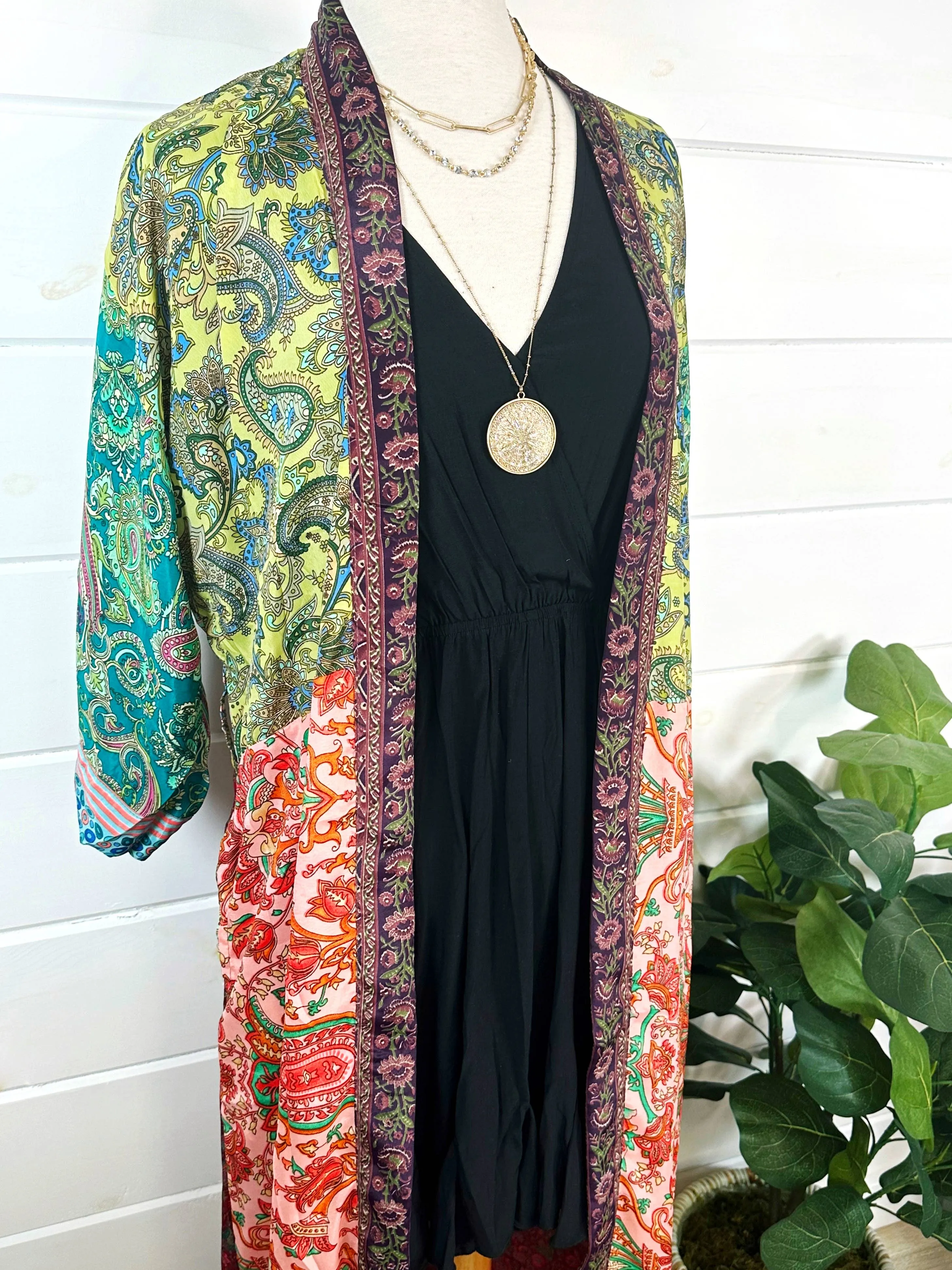 Silk Patchwork Kimono Full Length