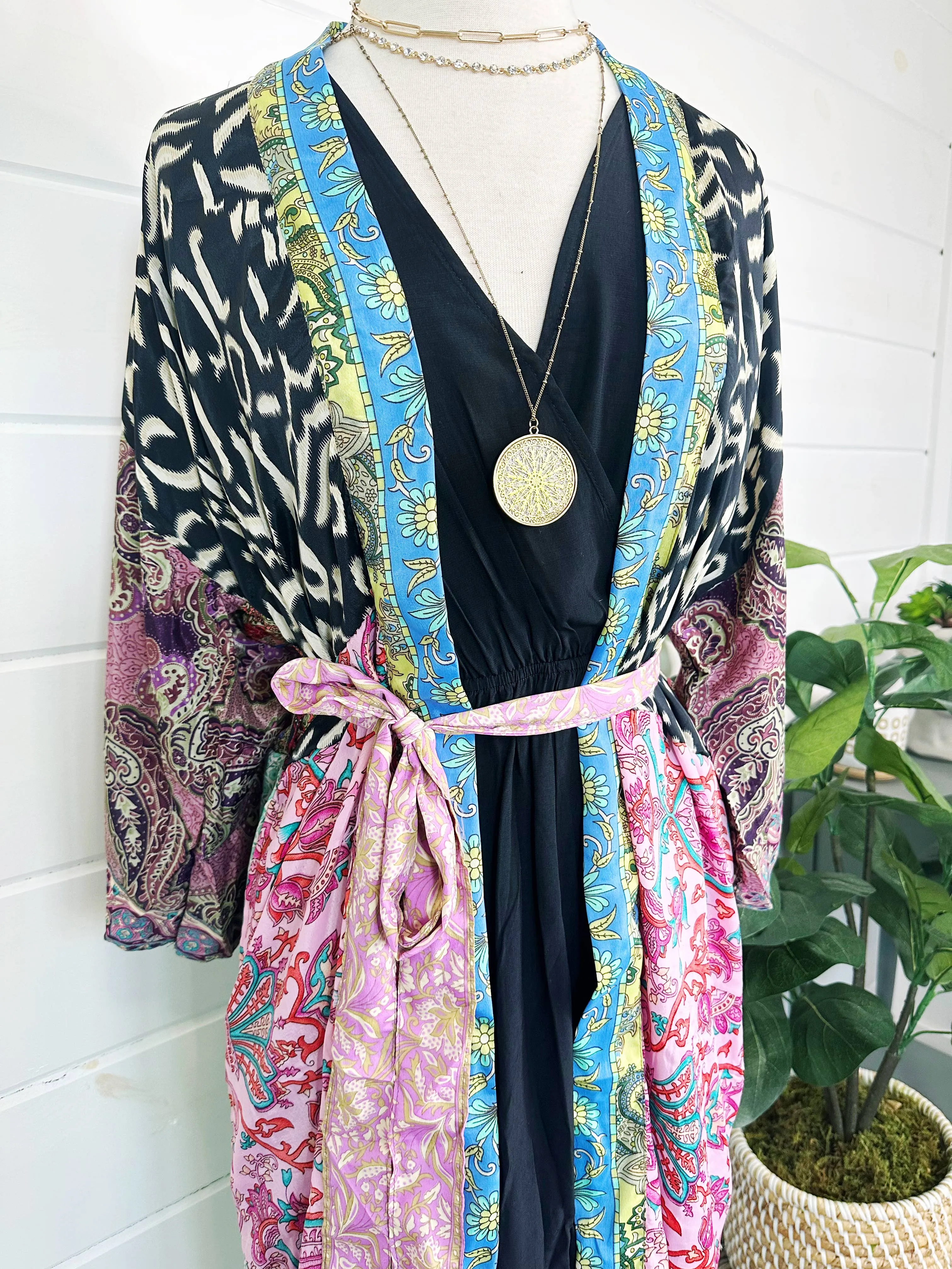 Silk Patchwork Kimono Full Length