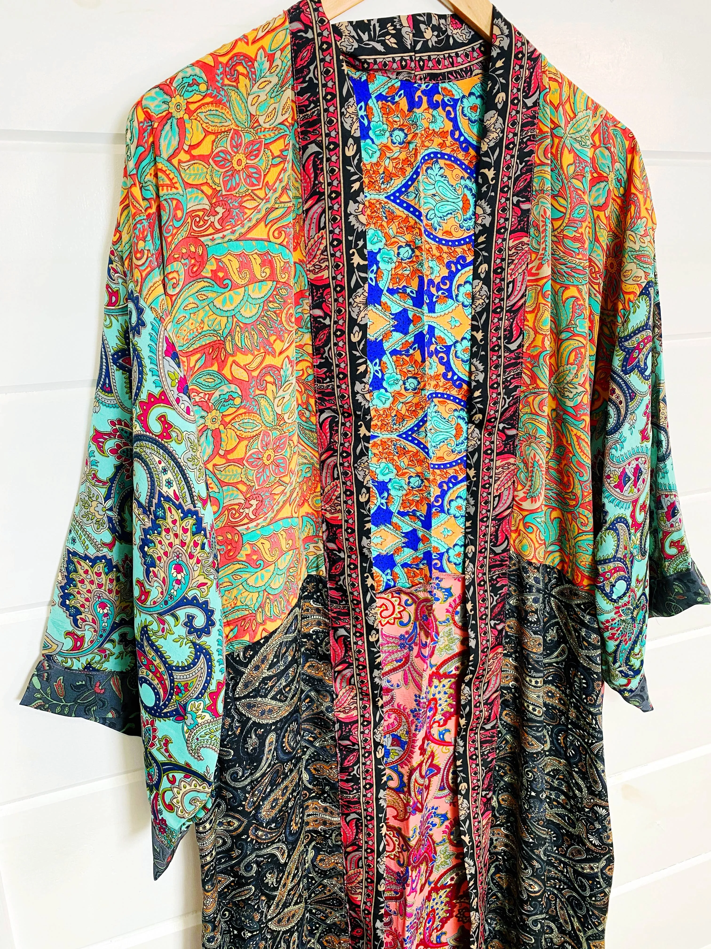 Silk Patchwork Kimono Full Length