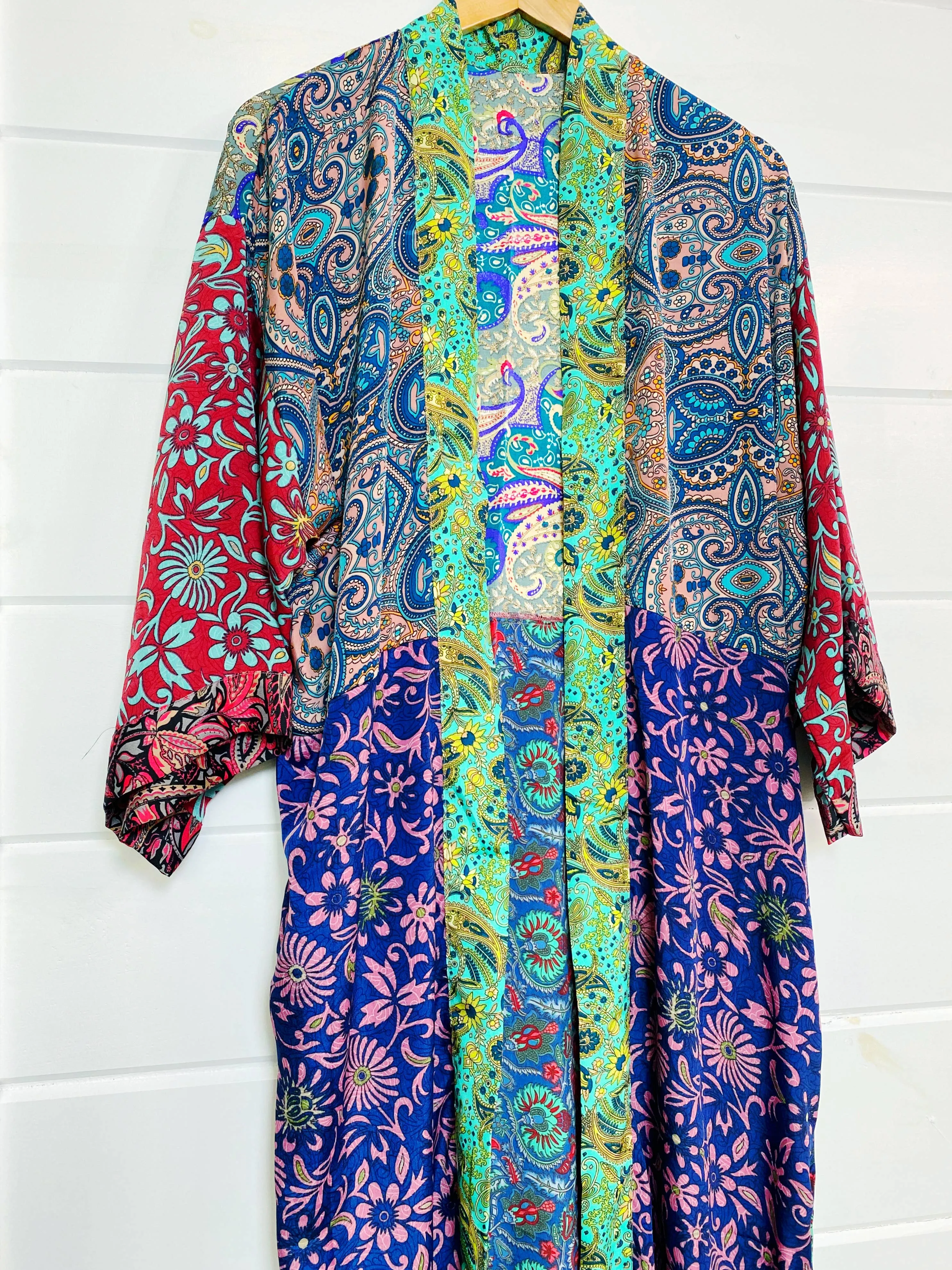 Silk Patchwork Kimono Full Length