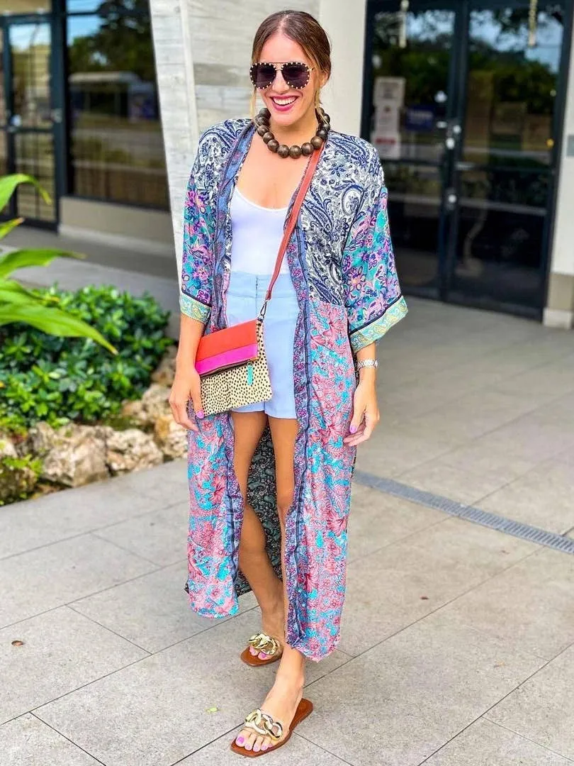 Silk Patchwork Kimono Full Length