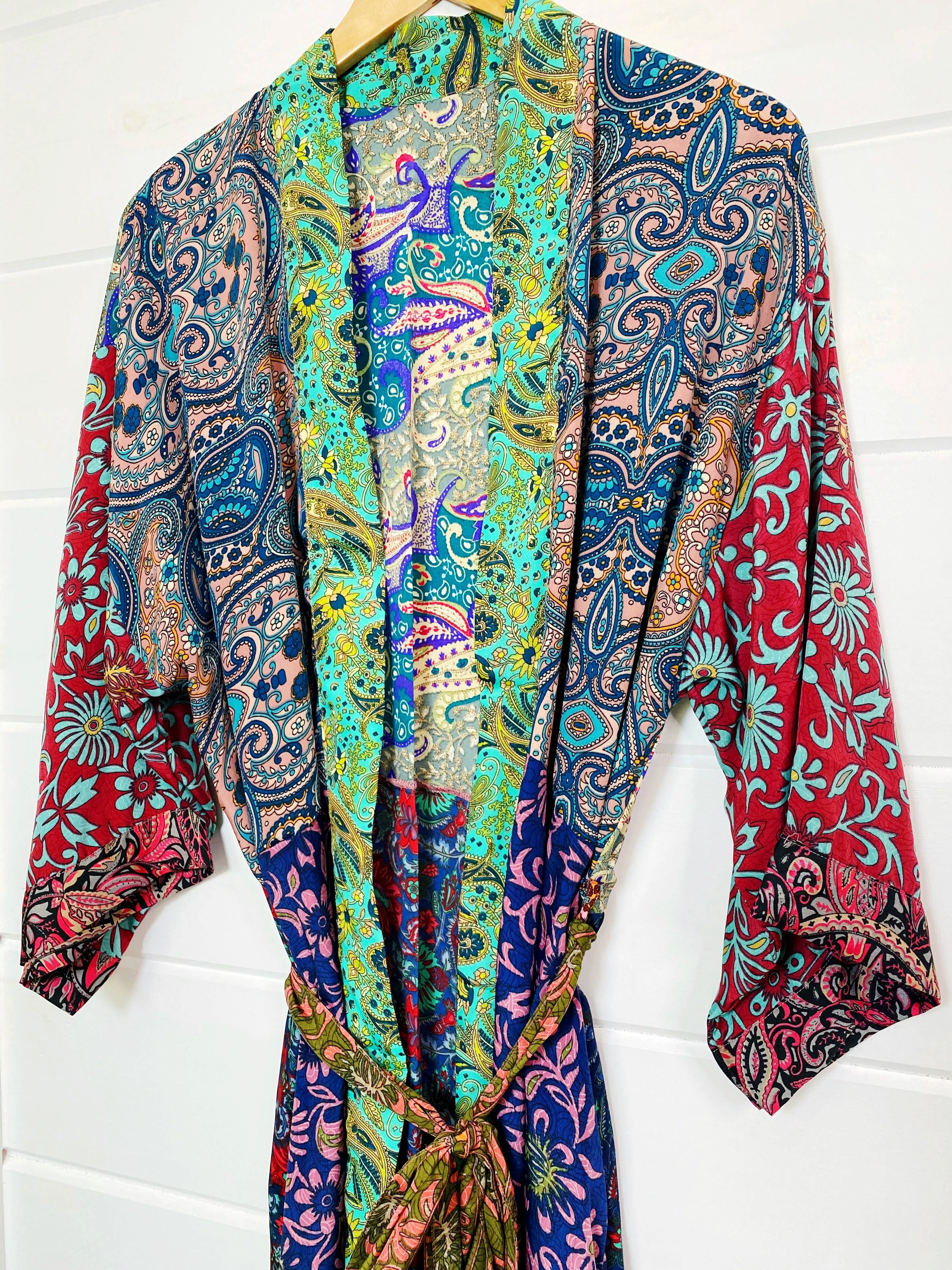 Silk Patchwork Kimono Full Length