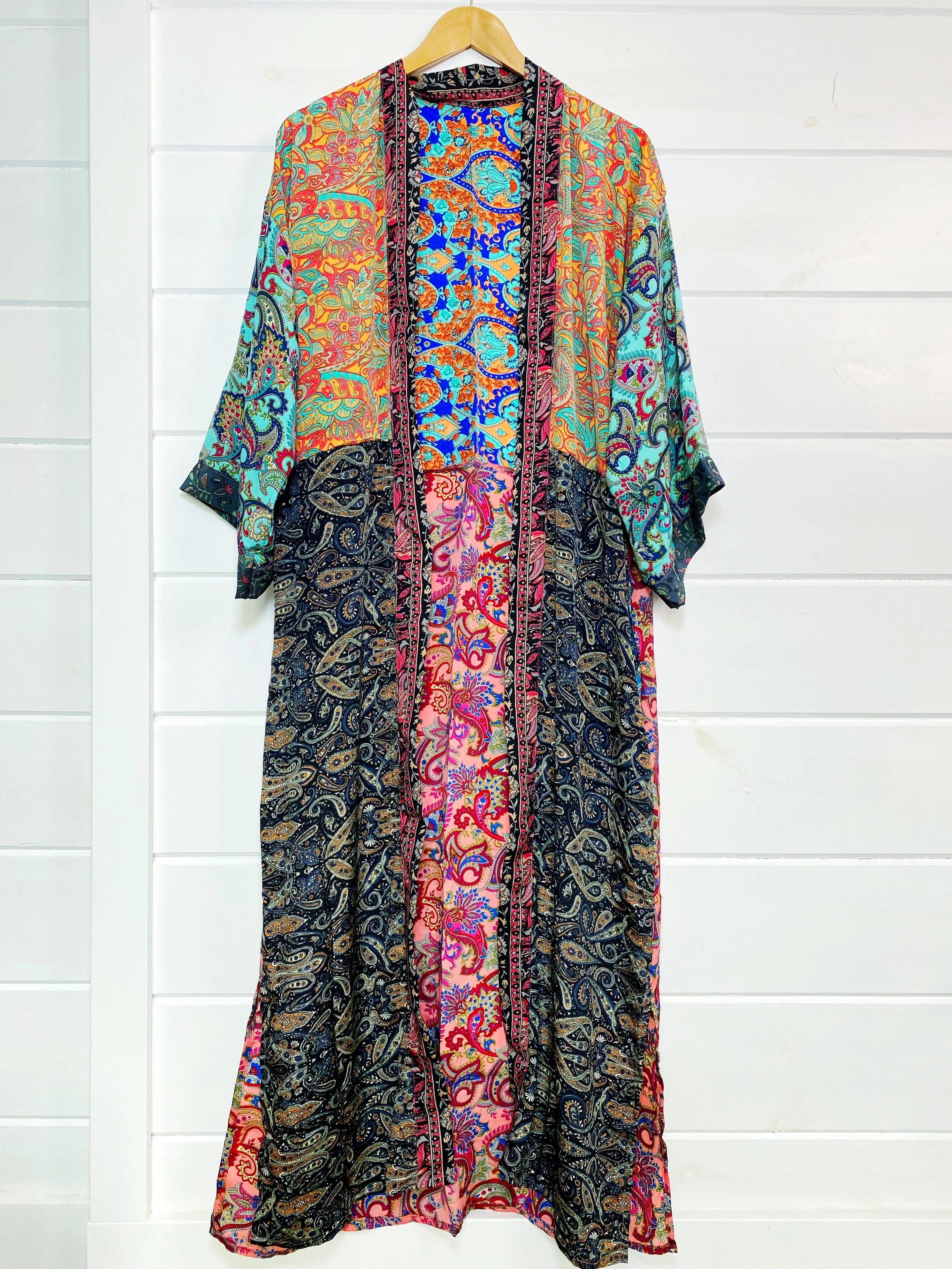 Silk Patchwork Kimono Full Length