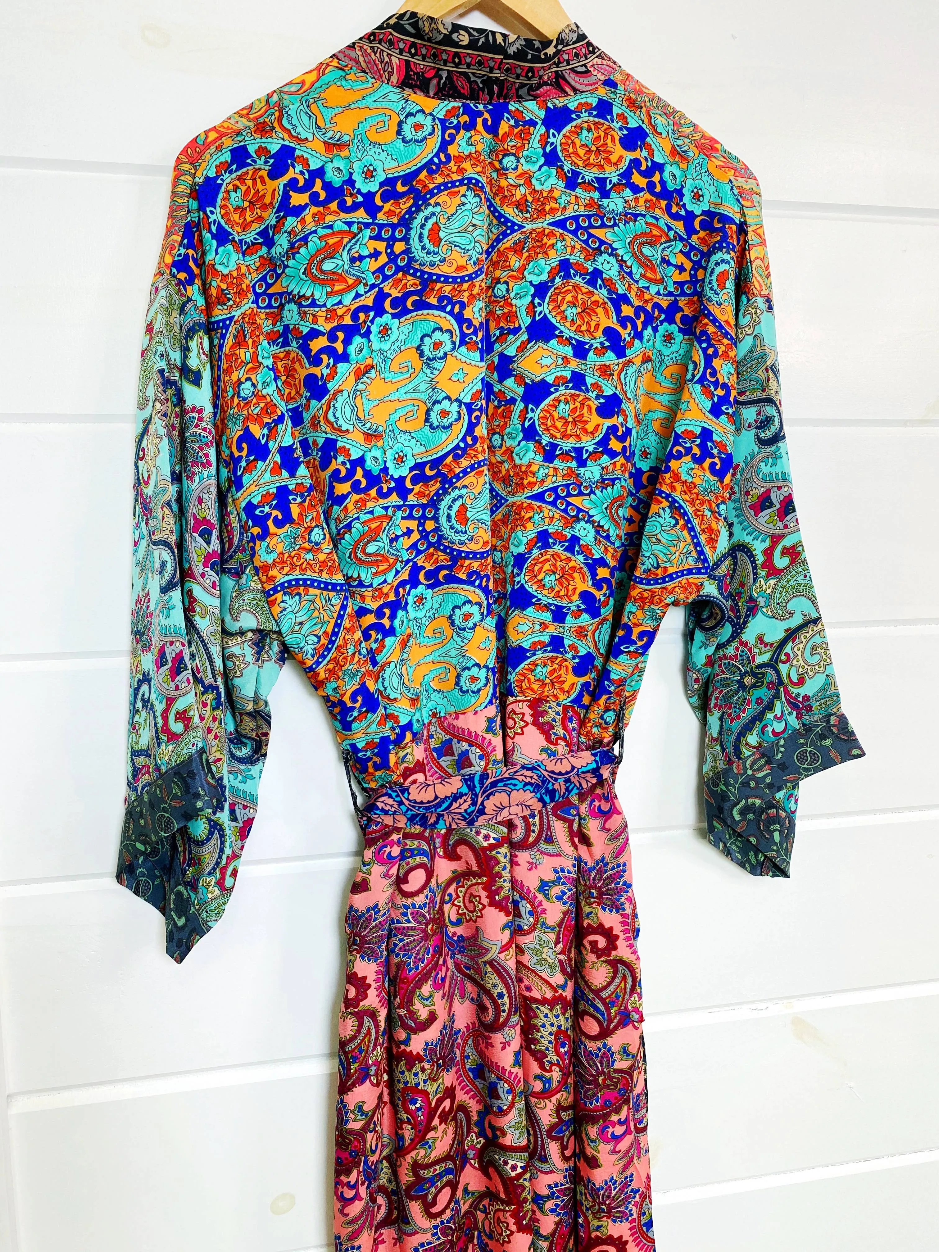 Silk Patchwork Kimono Full Length